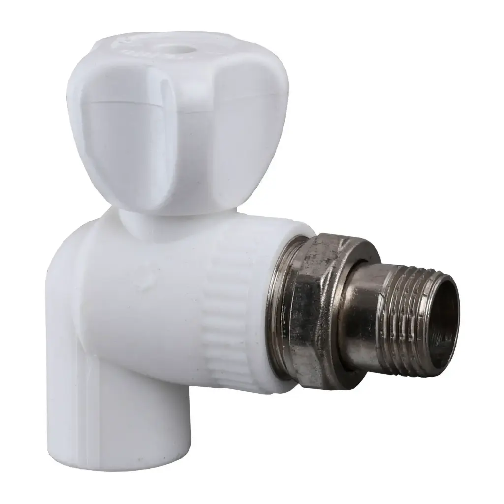 [000017875] Кран радіаторний кутовий Kalde PPR ф20x1/2 (білий) 22013